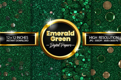 Emerald Green Glitter Digital Papers - 04 Variations Product Image 1