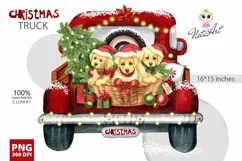 Christmas labrador dogs in a truck, Christmas labrador Product Image 1