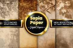Sepia Digital Papers - 04 Variations Product Image 1
