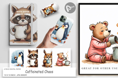 Caffeinated Grumpy Animal Digital Paper Product Image 1