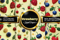Strawberry Digital Papers - 04 Variations Product Image 1