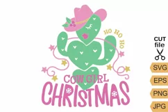 Cowgirl Christmas Cactus Cut file Cute Cactus Printable SVG Product Image 1