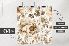 Beige Floral Digital Papers - 04 Variations Product Image 2
