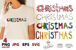 Watercolor inscriptions Christmas SVG EPS PNG JPG Product Image 1