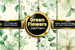 Green Flowers Digital Papers - 04 Variations Product Image 1