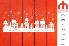 Christmas Village SVG, Winter Street DXF, Snowy Landscape Product Image 2