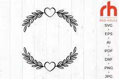 Heart Wreath SVG, Leaves Frame Cut File, Branch Board DXF Product Image 2