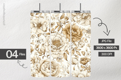 Beige Floral Digital Papers - 04 Variations Product Image 2