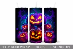 Scary Pumpkin Tumbler Sublimation. Halloween Pumpkin Tumbler Product Image 1