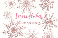 Pink snowflakes Christmas clipart, Winter snow png Product Image 1