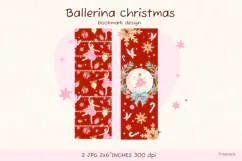 Ballerina Christmas Bookmark, Pink Ballet Coquette Bookmark Product Image 1