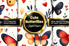 Cute Butterflies Digital Papers - 04 Variations Product Image 1