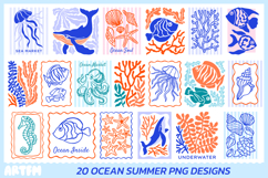 20 Ocean Clipart Bundle, Sea Animals PNG Product Image 1