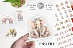 Mom And Baby Elephant Love Art Sticker Product Image 1