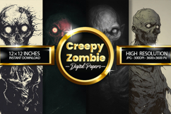Creepy Zombie Digital Papers - 04 Variations Product Image 1