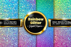 Rainbow Glitter Digital Papers - 04 Variations Product Image 1