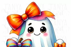 Coquette Ghost & Pumpkin Spice PNG, Autumn Shirt Design Product Image 3