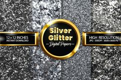 Silver Glitter Digital Papers - 04 Variations Product Image 1