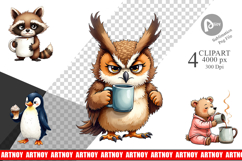 Caffeinated Grumpy Animal Clipart Product Image 1