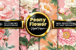Peony Flower Digital Papers - 04 Variations Product Image 1