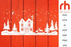 Christmas House SVG, Winter Cottage Cut File, Xmas Scene DXF Product Image 2