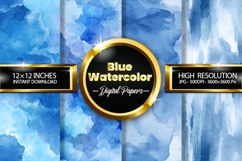 Blue Watercolor Digital Papers - 04 Variations Product Image 1