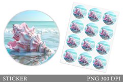 3D Seashell Sticker Design. Sea Sticker Template Product Image 1
