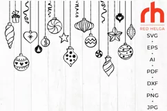 Christmas Baubles SVG, Hanging Balls Cut File, Balls String Product Image 3