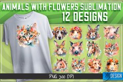 Animals with Flowers Sublimation Design|Animals Sublimation Product Image 1