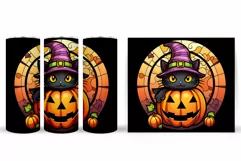 Cute Black Cat Halloween Tumbler Wrap Sublimation Product Image 2