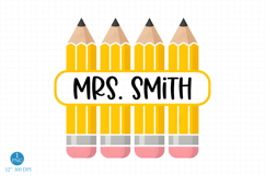 Teacher Pencil Monogram Png, Teacher Monogram Design Product Image 1