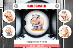 Car Coaster Hippopotamus Wildlife Product Image 1