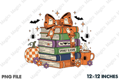 Fall Halloween Stack of Book Teacher PNG Product Image 1