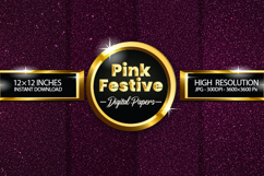 Pink Festive Digital Papers - 04 Variations Product Image 1