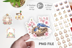 Mama Bird And Floral Nest Art Sticker Product Image 1