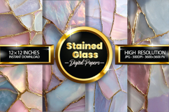 Stained Glass Digital Papers - 04 Variations Product Image 1