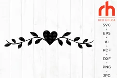 Heart Border SVG, Leaves Wreath Cut File, Branch Frame DXF Product Image 2