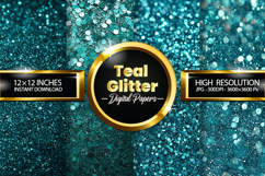 Teal Glitter Digital Papers - 04 Variations Product Image 1