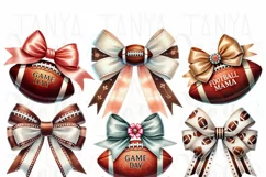 Coquette Bows Football PNG, Sublimation Design, Retro Product Image 3