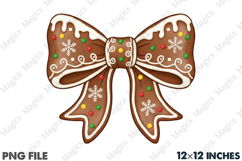 Gingerbread Coquette Bow Christmas PNG Product Image 1