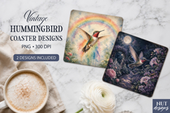 Hummingbird Coaster sublimation Summer garden coaster Product Image 1