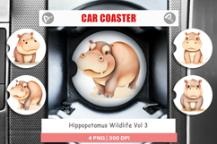 Car Coaster Hippopotamus Wildlife Product Image 1