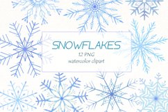 Watercolor snowflakes Christmas clipart, Winter snow png Product Image 1