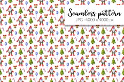 Watercolor Christmas digital paper with gnomes Product Image 1