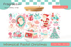 Pastel Christmas Glass Can Wrap PNG, Libbey 16oz Cup wrap Product Image 1