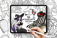 45 Summer Goth Tattoo Stamp Brushes for Procreate Product Image 1