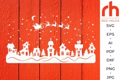 Christmas Village SVG, Santa and Reindeers Cut File Product Image 2