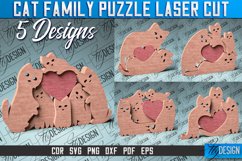 Cat Family Puzzle Laser Cut SVG | Baby Animals Puzzle SVG Product Image 1