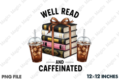 Well Read and Caffeinated Book Stack PNG Product Image 2