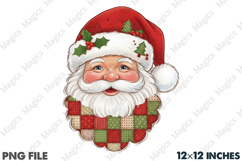 Patchwork Quilted Santa Christmas PNG Product Image 1